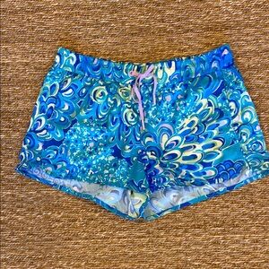 Lilly Pulitzer Luxletic Blue Floral Shorts